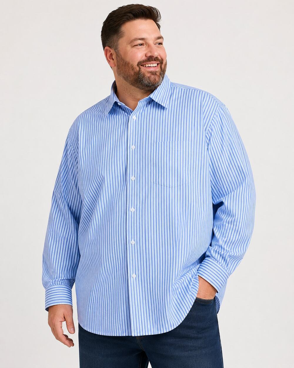 Sean John Men’s 3XL Tall Blue Striped Tailored Fit Button Up Shirt